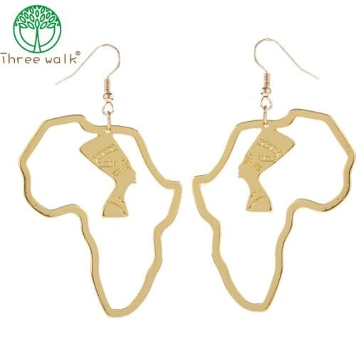African Map Big Earrings Exaggerate Larger Africa Ornaments Traditional Ethnic Hyperbole Jewelry
