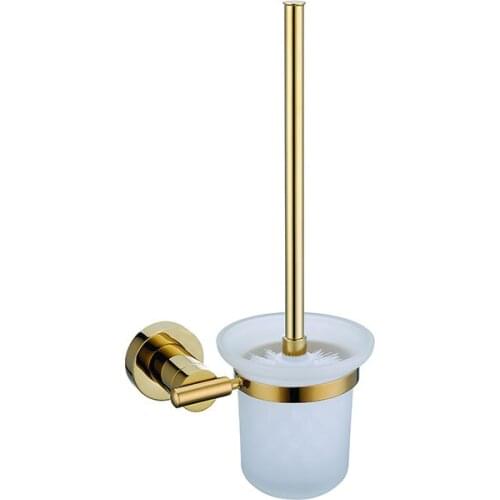 Bathroom toliet Solid brass golden toilet brush holder Pure copper Cleaning brush Luxury gold Bathroom accessories-6854