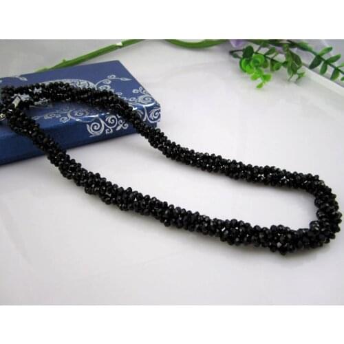 Long Crystal Necklace 200CM 4MM Black Crystal Choker Twist Necklace Multilayer Women Jewelry Fashion Free Shipping