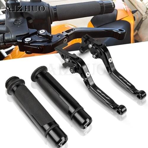 For YAMAHA FZ6 FAZER 2004-2010 Motorcycle Adjustable Folding Extendable Brake Clutch Levers+Handle Grips