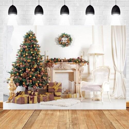 Yeele Photography Christmas Backdrop Photocall Fireplace Tree Gift Baby Portrait Background Photo Studio Photographic Photozone