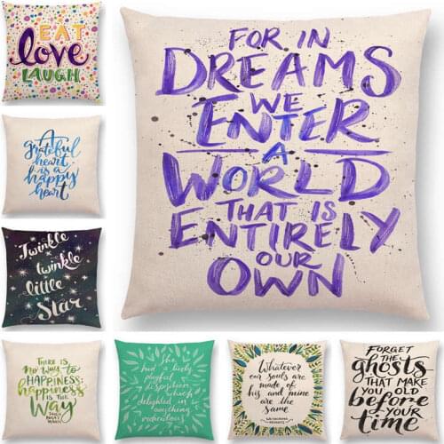 Hot Sale Rainbow Decorative Letters Flower Leaves Short Sentences Proverb Meaningful Words Cushion Cover Sofa Throw Pillow Case