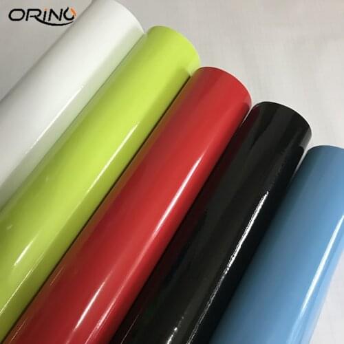 Classic 16 Colors Shiny Gloss Vinyl Film Self Adhesive Glossy Car Wrap Foil With Air Bubble Free For Motorbike Car Sticker Decal