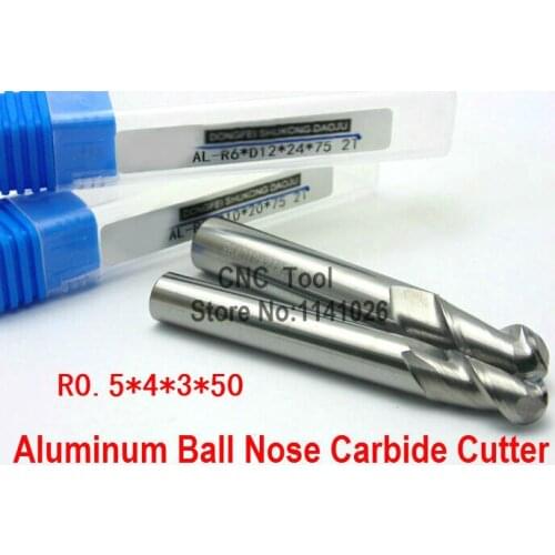 1PCS 2F R0.5*4*3*50L Aluminum Carbide Ball nose End Mill,CNC router bits, Aluminum carbide cutter,machine, CNC milling tools