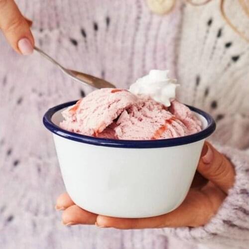 Summer Ice Cream Enamel Bowl Kids Popcorn Fruit Potato Chip Snack Bowls Salad Noodle Rice Ramen Kitchen Tableware Food Container