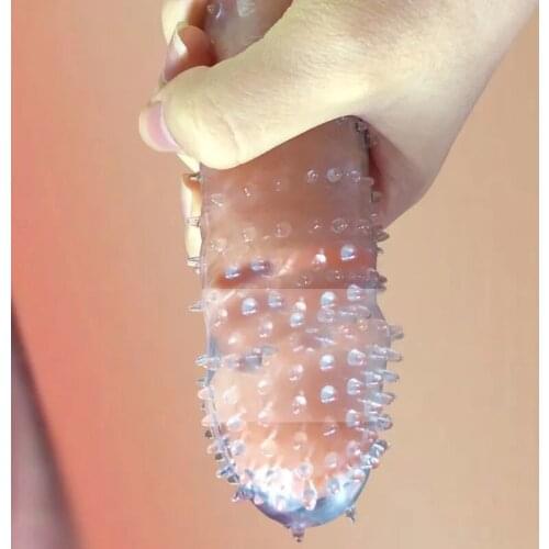 5Pcs Reusable Condom Penis Sleeve Male Enlargement Time Delay Spike Clit Massager Cover Crystal Clear Condoms Adult Sex Toy