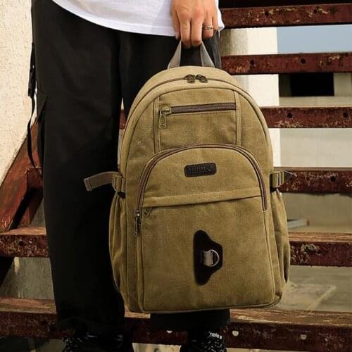 Chuwanglin Vintage Mens Canvas Backpack Rucksacks Laptop Travelbag Mochila Notebook Schoolbags College School Bags F111409