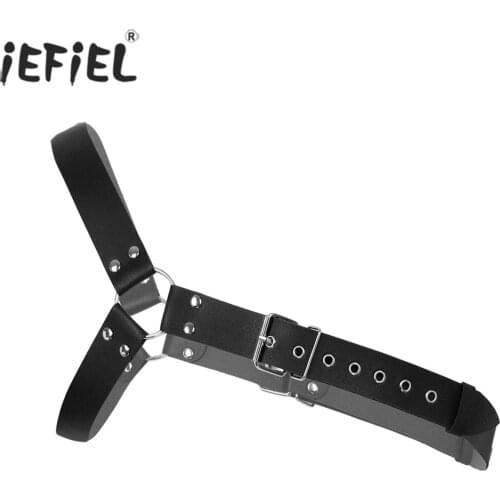 Body Chest One Shoulder Half Harness Cage Men Fashion Punk Gothic Lingerie Black PU Leather Cosplay Club Costumes Sexy Crop Top