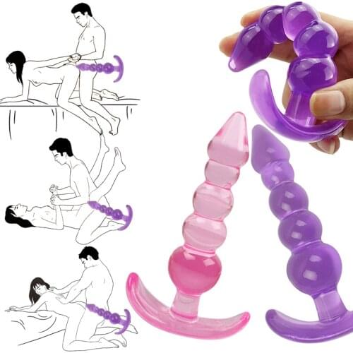 Soft Anal Dildo Butt Plug Prostate Massager Adult Phalluses Plug Beads G-spot Erotic Sex Toys For Women Men Adult Products
