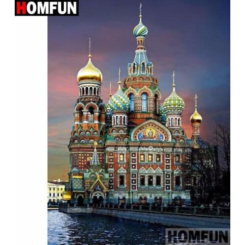 HOMFUN 3D Diamond Painting "Building scenery"DIY Full Rhinestones Drill Cross stitch Kits Square Round Diamond Embroidery A27227