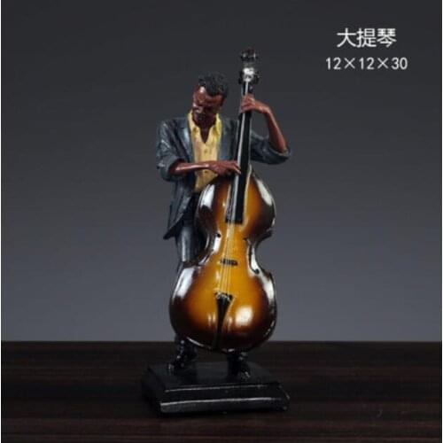 Temple painted American Musician Big Bass Resin Figures Large Sculpture Ornaments KTV Bar Cafe Creative Decoration