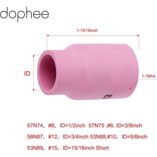 Dophee 5PCS TIG Alumina Nozzle Gas Lens 53N87 Ceramic Cups 12# Fit TIG Welding Torch Consumables PTA DB SR WP17 18 26 Series