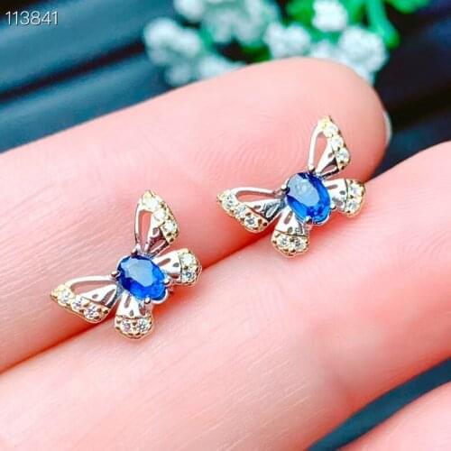 Natural And Real Sapphire Earring 925 sterling silver Fine jewelry For men women
