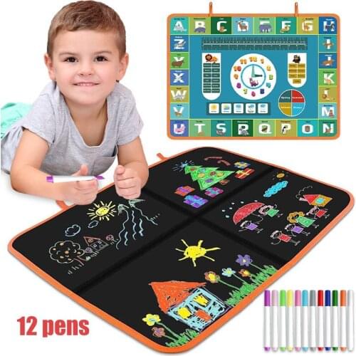 Portable Fold Soft Chalk Drawing Board Set DIY Drawing Book Coloring Book With Water Chalk Painting Blackboard Toys For Children