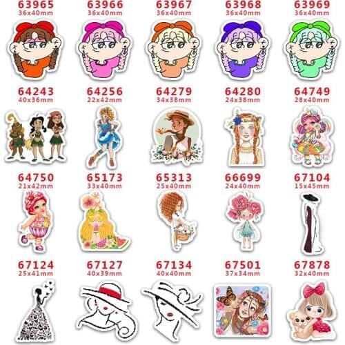 DIY Craft Supplies Sewing Accessories Cartoon Little Girl Printed Planar Resins Mold 30 Pieces. PR-63965