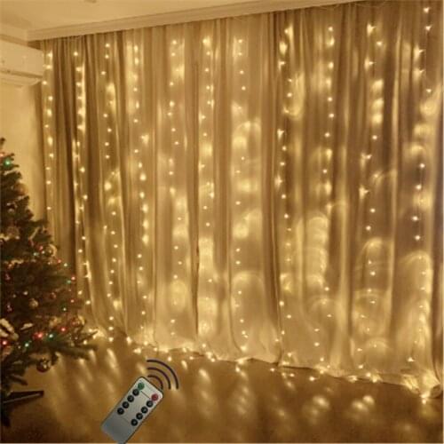 Remote USB 3*2M 200LED Curtain Fairy Lights Window Lamp Copper String Light for Bedroom Party Wedding Courtyard Home Decoration