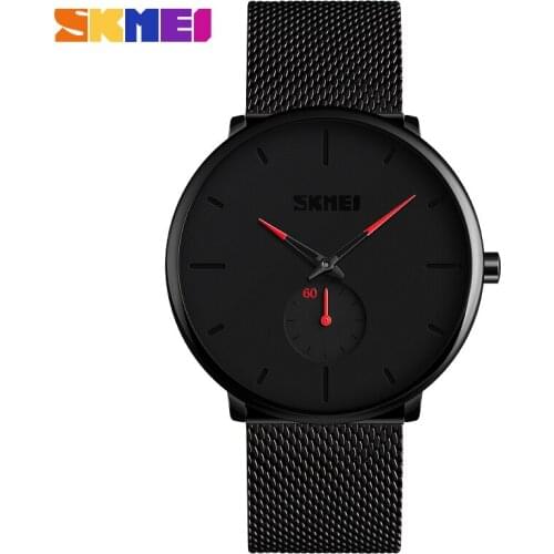 SKMEI Fahsion Men Watches Top Brand Modern Man Watch 2020 Waterproof 30M Black Stinless Steel Classic Quartz Wristwatches 9185