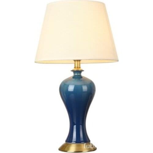 Modern American Style Blue Beauty Ceramic Table Lamp For BedRoom Bedside Living Room Foyer Study Desk Reading Night Light 190101