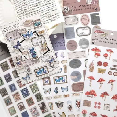 Journamm Vintage Creative Stickers Art Supplies Aesthetics Deco Junk Journal Stationery Supplies DIY Washi Paper Stickers