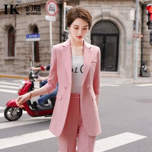 2020 New Styles Spring Summer Formal Women Business Suits with Big Pants and Jackets Coat OL Professional Blazers Pantsuits