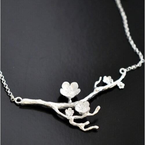 925 Sterling Silver branches flower Necklaces & Pendants For Women High Quality Sterling-silver-jewelry