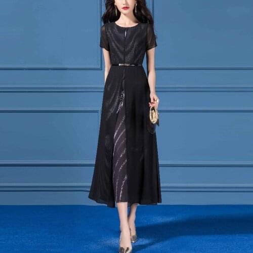 Summer 2021 Office Lady Vestidos De Festa Slim Elegant Long Dress Chiffon Temperament Robe Femme Dresses For Women