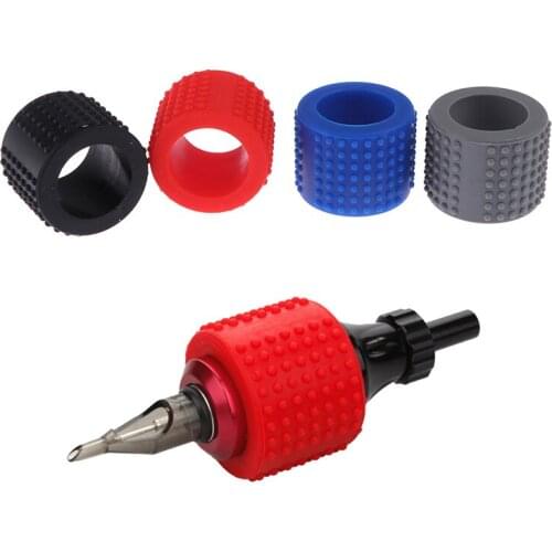 1pc Black/Red/Blue/Grey Color Silicone Hand Cover Tattoo Grip 25mm Tattoo Pen Grip Cover Skid Resistance