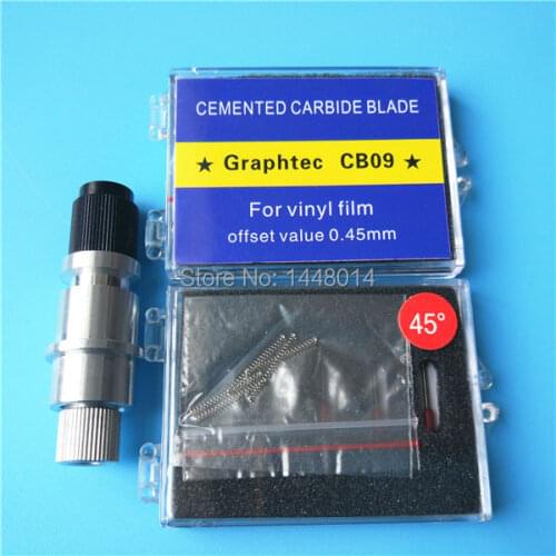 10pcs 45 degree blades + 1pc holder)wholesale Icontek Vinyl cutting plotter Graphtec craft Robo CB09 CE5000 CE6000 0.9MM blade
