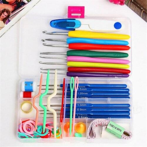 2 sets 16 sizes Crochet hooks Needles Stitches knitting Craft Yarn Sewing Tools Crochet Hooks Knitting Needles Sets with Case