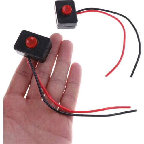 2PCS Car DC 12V 2A Adhesive Base Push Button Action Wired Switch