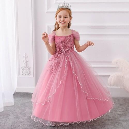 2020 Girls Dress Kids Dresses For Girls Long Flower Bridesmaid Wedding Party Elegant Princess Dress Children Clothes vestidos