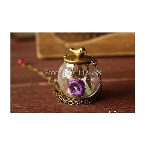 25sets/lot 25x15mm(opening) glass globe with base with bird set glass bottle glass vials jewelry findings