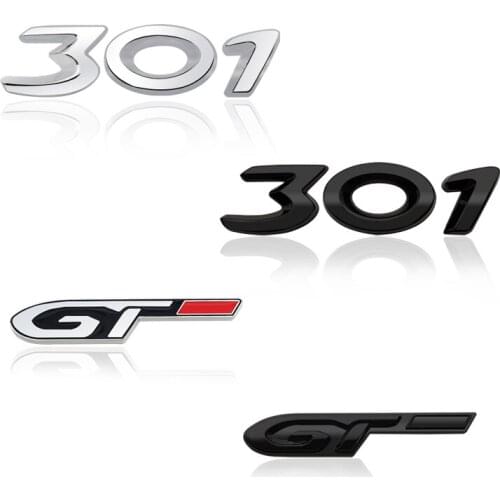 3D Metal Sticker GT Emblem Decoration Rear Trunk stickers For Peugeot 301 Car Styling