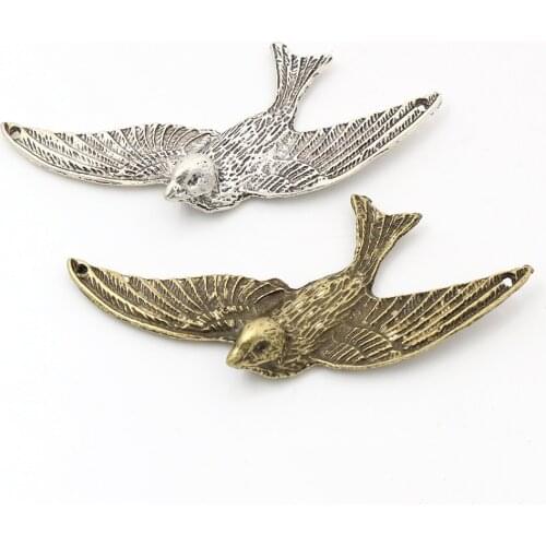 73x33mm 3pcs Antique Silver Plated Bronze Plated Bird Style Connector Handmade Charms Pendant:DIY for bracelet necklace