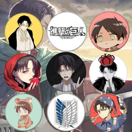 Anime Attack on Titan Cosplay Levi Brooch Pin Badge Eren Cartoon Cute Bag Accessories Fans Collection Costume Props Wholesale