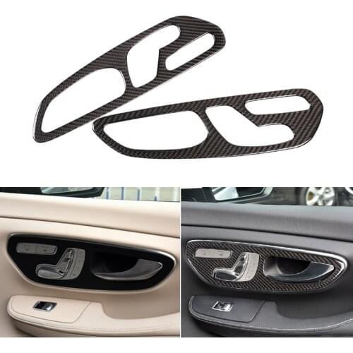 Car Real Carbon Fiber Interior Door Handle Pull Frame Cover Protective Trim For Mercedes Benz V-Class V250 V260 2015-2020