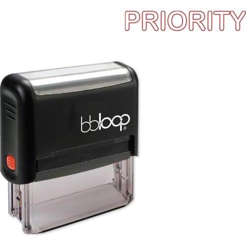Bbloop Priority w/Round Outline Style Font and Design Self-Ink