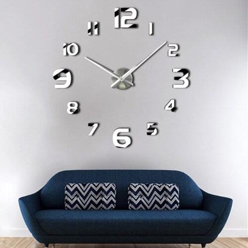 Large Clock Hands 3D Wall Clock Living Room Decor Mirror Wall Stickers DIY Quartz Clock Horloge Watch