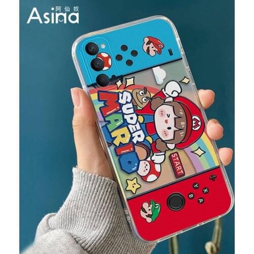 ASINA Laser TPU Case For OPPO Reno 3 4 5 Pro Shockproof Cute Cartoon Soft Cover Bumper For Find X3 Lite Fundas Mario