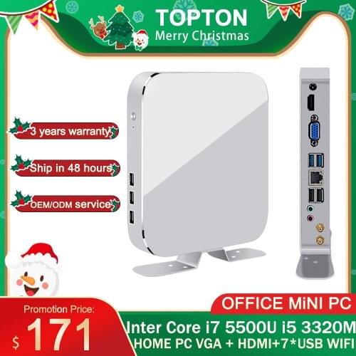 Topton Cheap Office Mini PC Intel Core i7 5500U i5 3320M Windows 10 Student School PC Desktop Home Computer VGA HDMI 7*USB WiFi