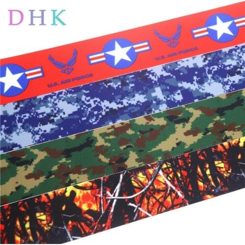 DHK 1.5'' Free shipping uniform camo tree US air printed grosgrain ribbon Accessory hairbow headwear decoration 38mm S789