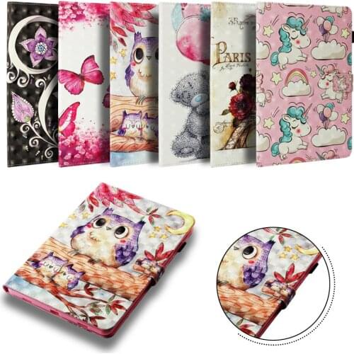 Flip Case For Samsung Galaxy Tab A A2 10.5" 2018 T590 T595 T597 SM-T595 Smart Cover Funda Tablet Sleep Wake Stand Shell Owl Bear