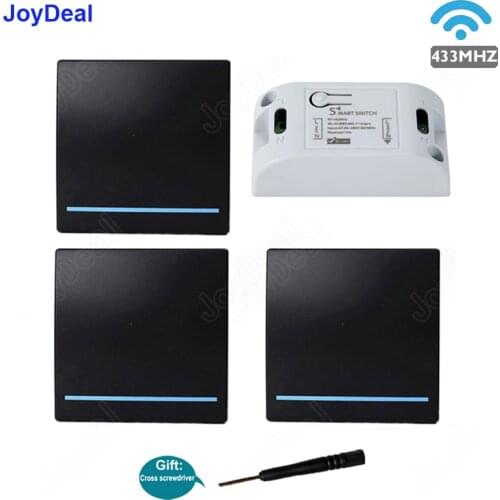 JoyDeal 433Mhz 86 Type Portable ON/Off Wireless Light Switch RF Remote Control AC 110V 220V Receiver Smart Wall Panel Switch