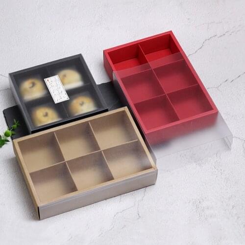 5PCS Baking Cookie Box Candy Kraft Paper Box With Window DIY Macaron Cake Boxes Drawer Birthday Wedding Party Supply