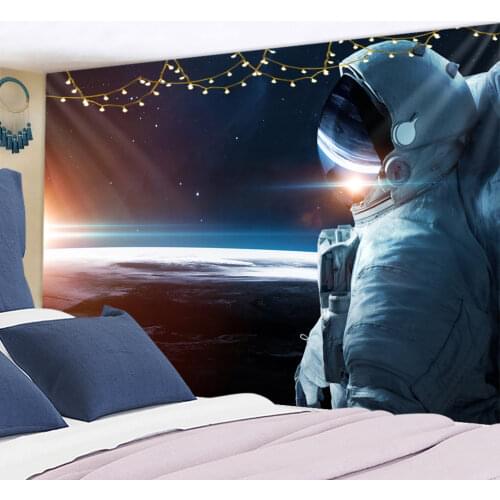 Spaceman Astronaut Wall Hanging Tapestry Psychedelic Polyestry Printed Tapestries Childrens Bedroom Background Decor Wall Carpet