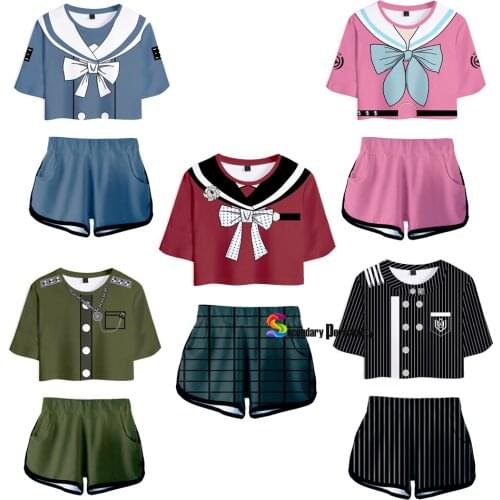 2021 New Fashion Danganronpa V3: Killing Harmony Saihara Shuichi Cosplay Costume Crop Top Shorts Two Piece Sets
