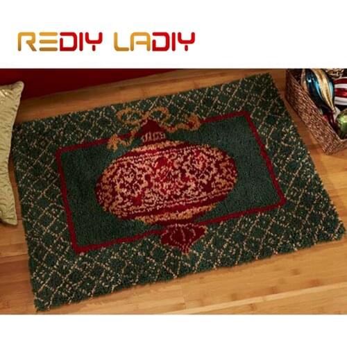 Latch Hook Rug Crocheting Cushion Mat Red Lantern Tapestry Kits Acrylic Yarn Pre-Printed Canvas DIY Carpet Rug Arts & Crafts