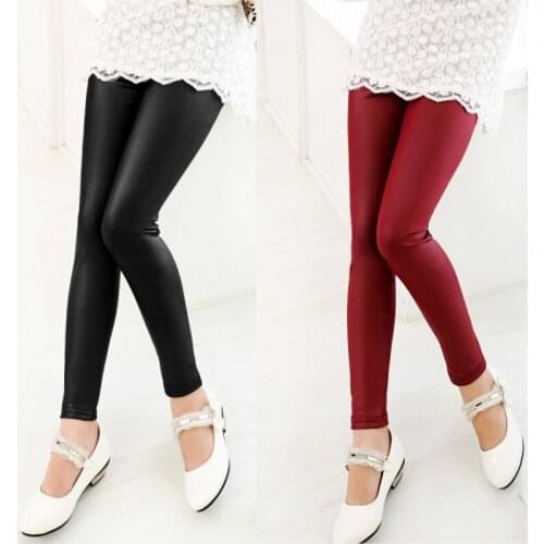 High Quality Girls Leggings Faux Leather Children Pants Leather Girls Pants