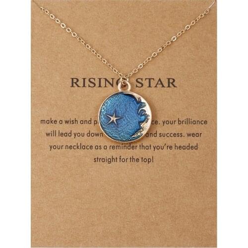 Fashion Jewelry New Oil Dripping Moon Star Sky Series Pendant Necklace Accessories