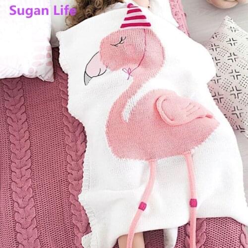 Cartoon Flamingo/Unicorn Childrens Knitted Carpet Upholste Kids Fleece Blanket Throw On The Bed/Sofa/Car/Travel Size 70*100cm